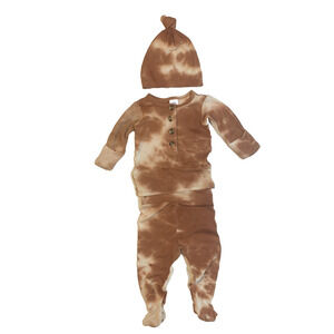 Lou Lou & Company Weston 3pc Set Newborn Top Pants Hat Tie Dye Baby